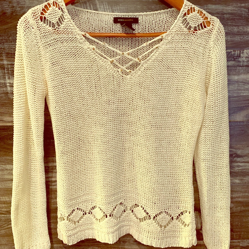 BCBG MaxAzria Pretty Crochet Summer Sweater